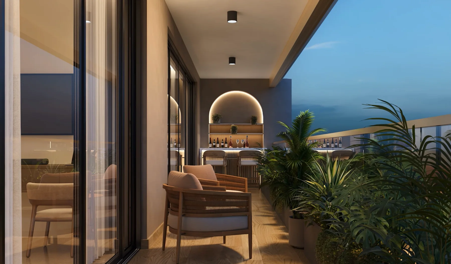 Artistic impression of a residence balcony
