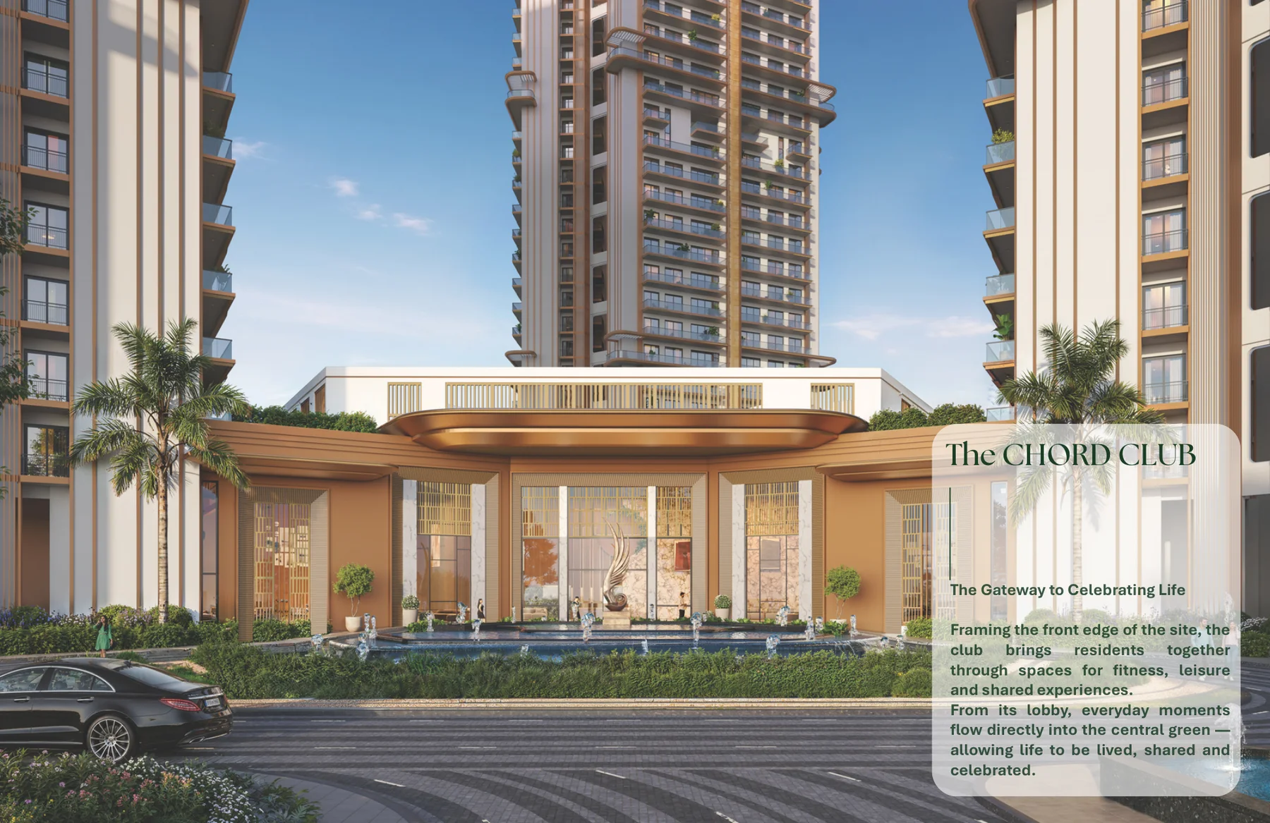 Brochure rendering of The Chord Club entrance; artistic impression