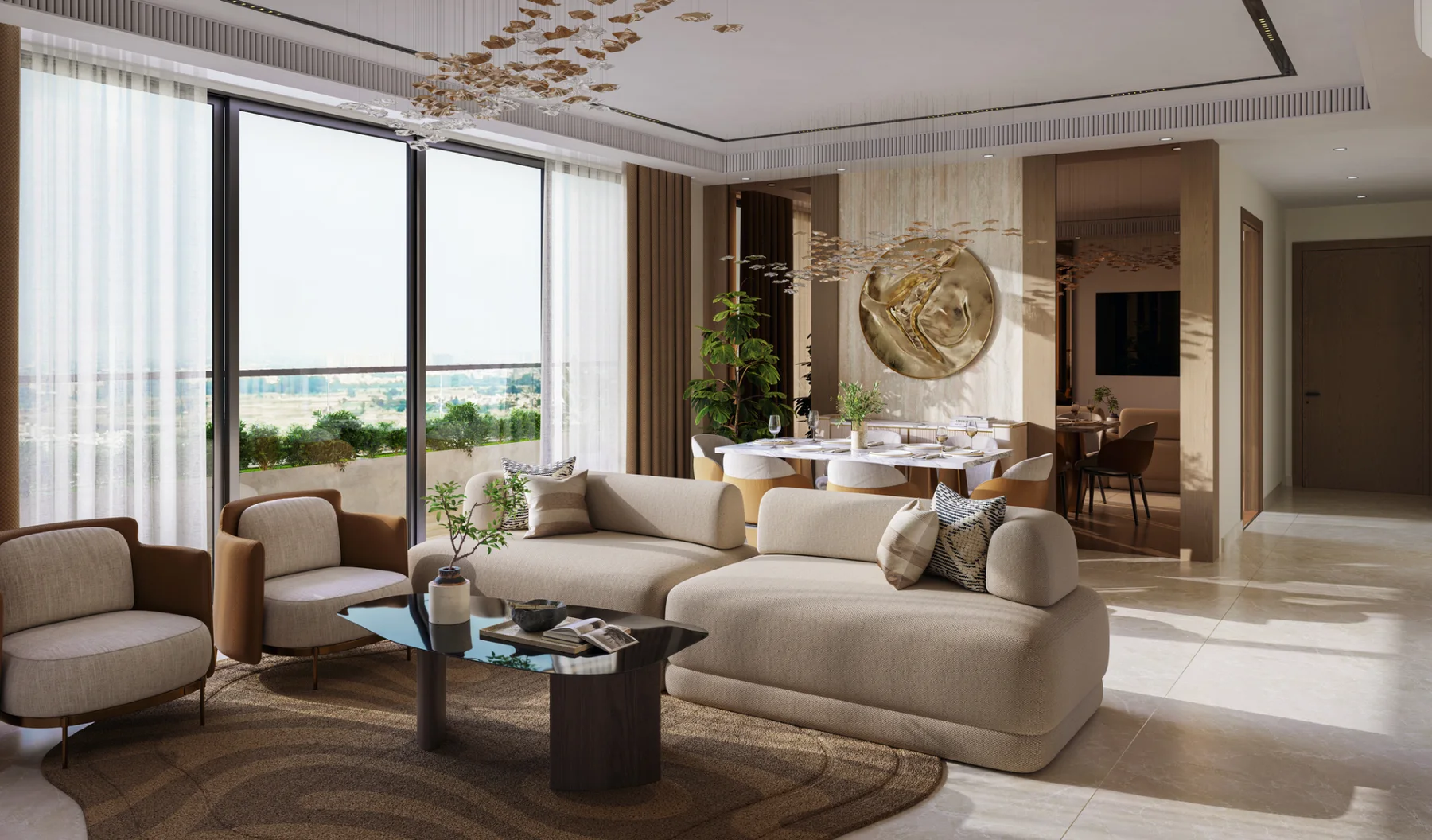 Artistic impression of a Leafsong Retreat living room