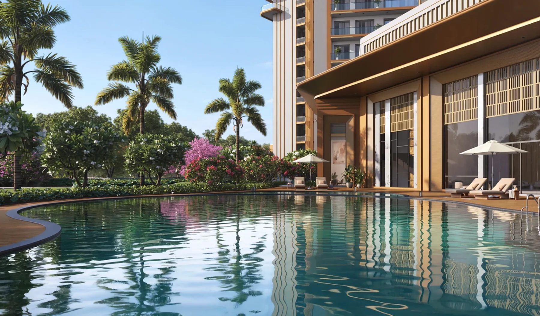 Artistic impression of the outdoor swimming pool